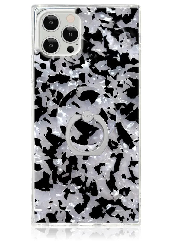Black & White Tortoise Shell Adhesive Phone Ring Stand