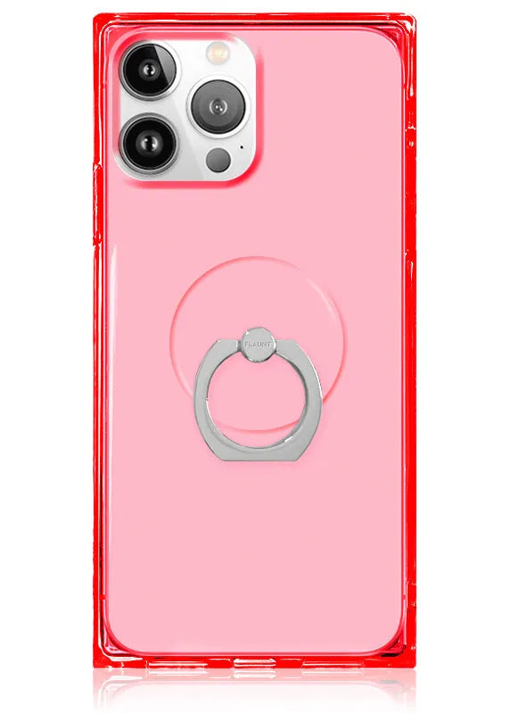 Clear Neon Pink Adhesive Phone Ring Stand