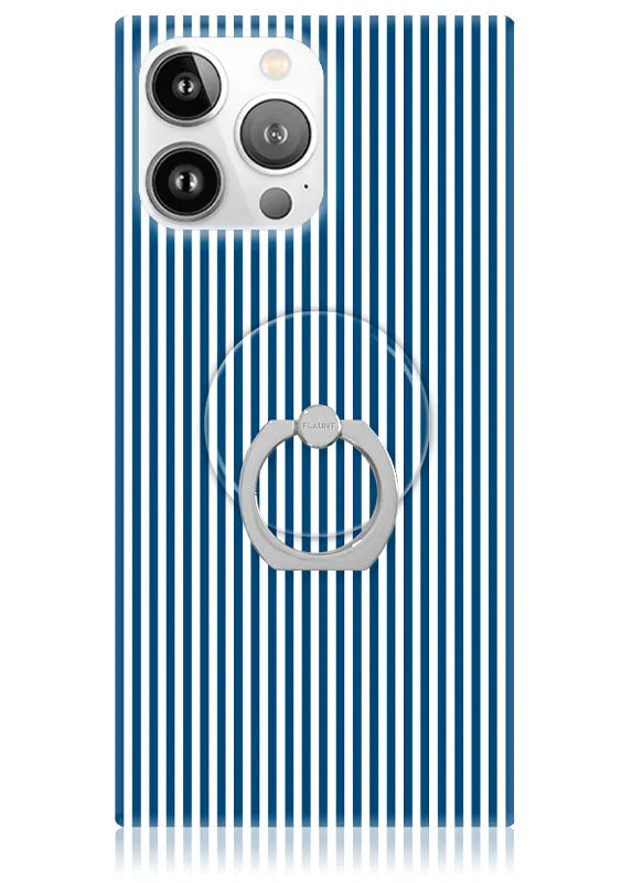 Blue & White Oxford Stripe Adhesive Phone Ring Stand