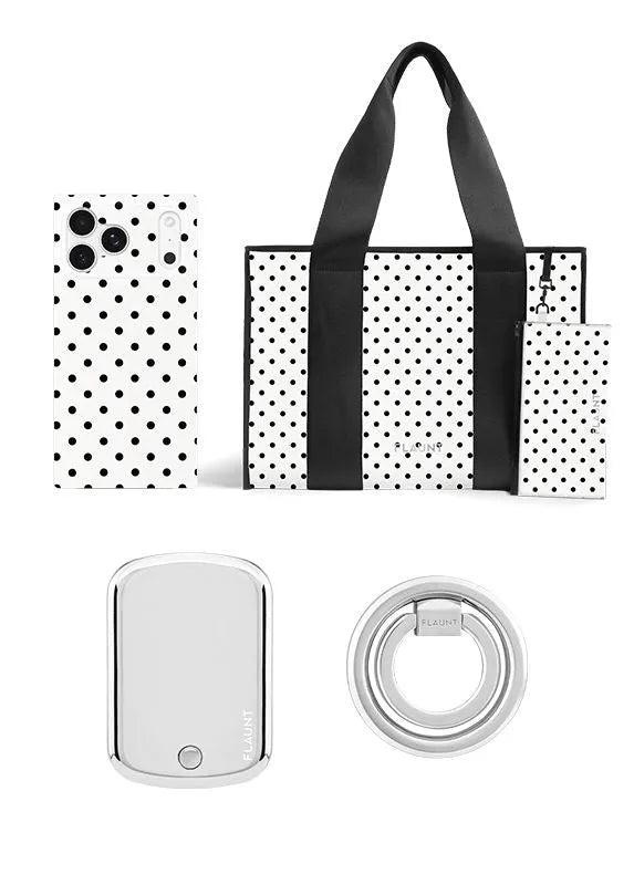 White Polka Dot Everyday Tote Bundle Set