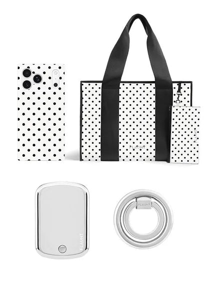 White Polka Dot Everyday Tote Bundle Set