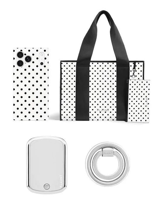 White Polka Dot Everyday Tote Bundle Set