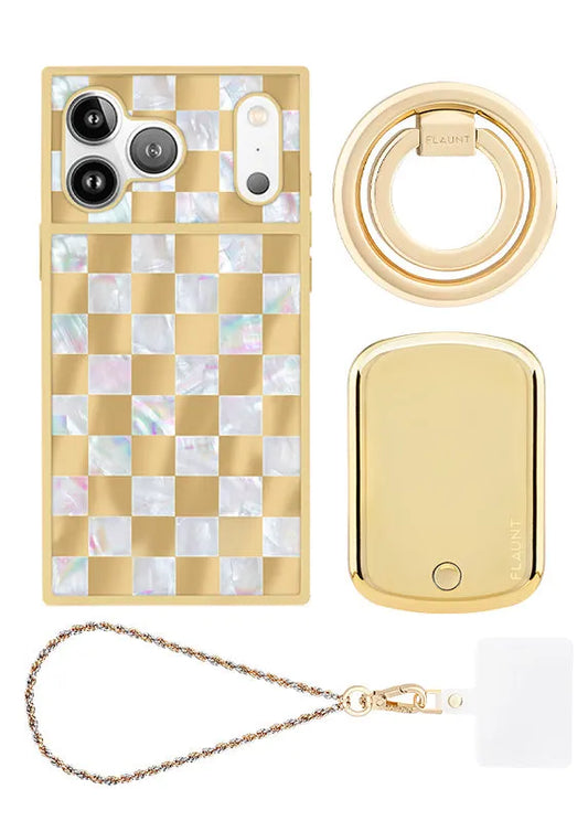 Elite Collection - Gold Checkered Mother of Pearl Bundle Set