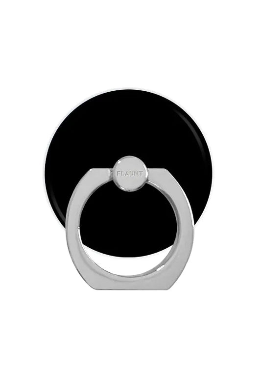 Black Patent Adhesive Phone Ring Stand