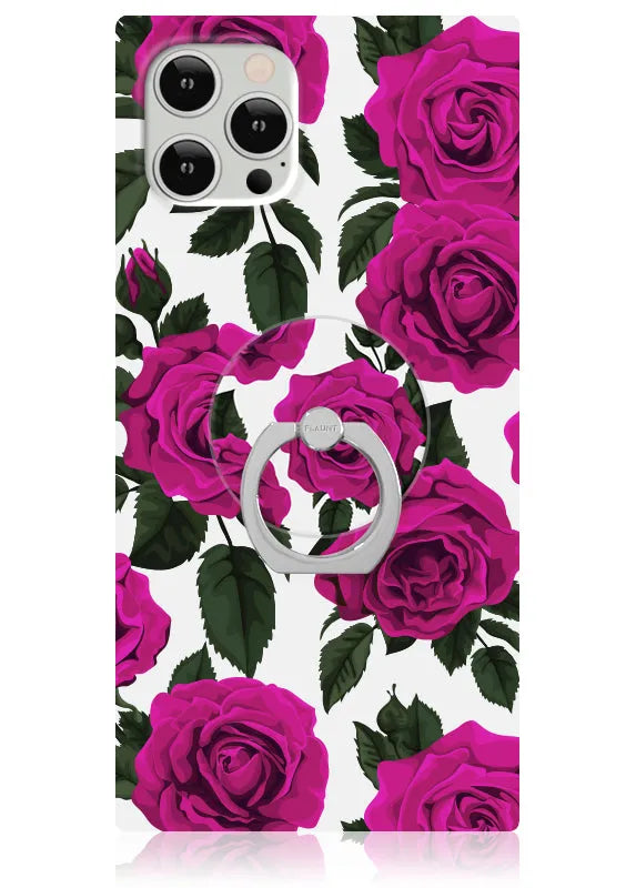 Fuchsia Rose Print Adhesive Phone Ring Stand