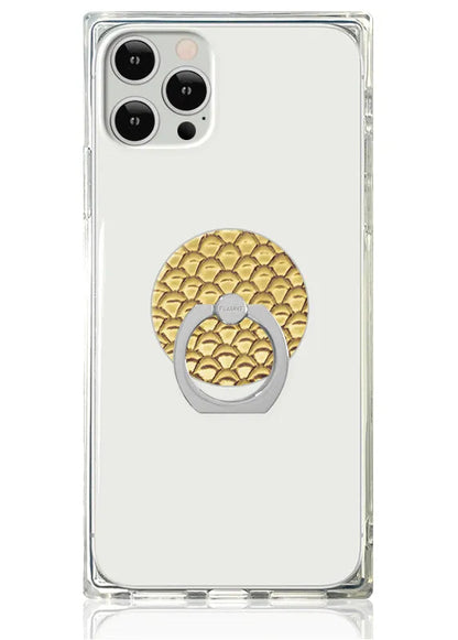 Gold Metallic Snakeskin Faux Leather Adhesive Phone Ring Stand