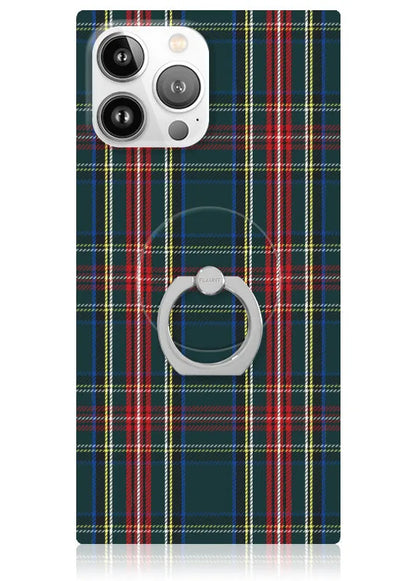 Green Plaid Adhesive Phone Ring Stand