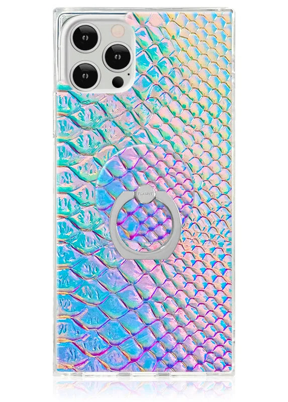 Iridescent Crocodile Faux Leather Adhesive Phone Ring Stand
