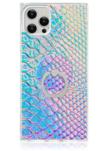 Iridescent Crocodile Faux Leather Adhesive Phone Ring Stand