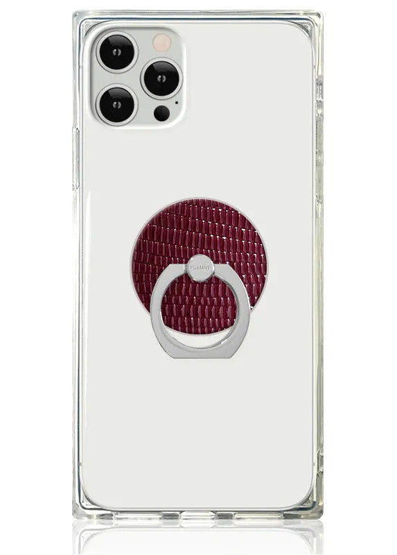 Burgundy Lizard Faux Leather Adhesive Phone Ring Stand