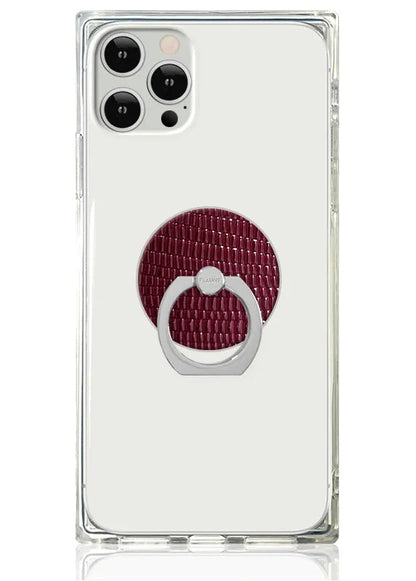 Burgundy Lizard Faux Leather Adhesive Phone Ring Stand