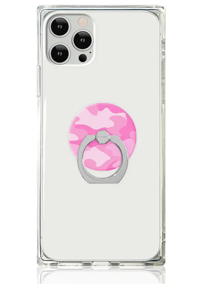 Matte Pink Camo Adhesive Phone Ring Stand