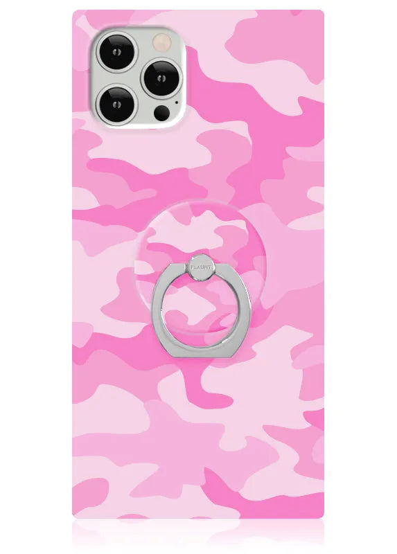 Matte Pink Camo Adhesive Phone Ring Stand