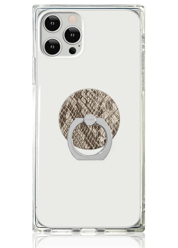 Nude Python Faux Leather Adhesive Phone Ring Stand