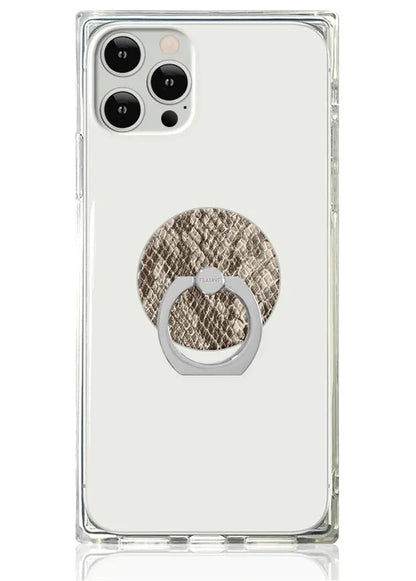 Nude Python Faux Leather Adhesive Phone Ring Stand