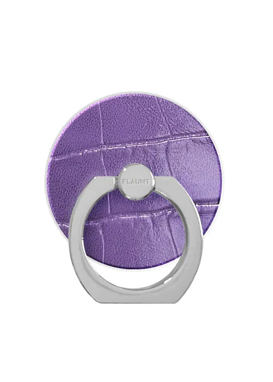 Purple Crocodile Faux Leather Adhesive Phone Ring Stand