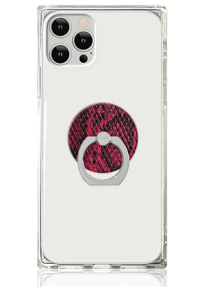 Red Python Faux Leather Adhesive Phone Ring Stand