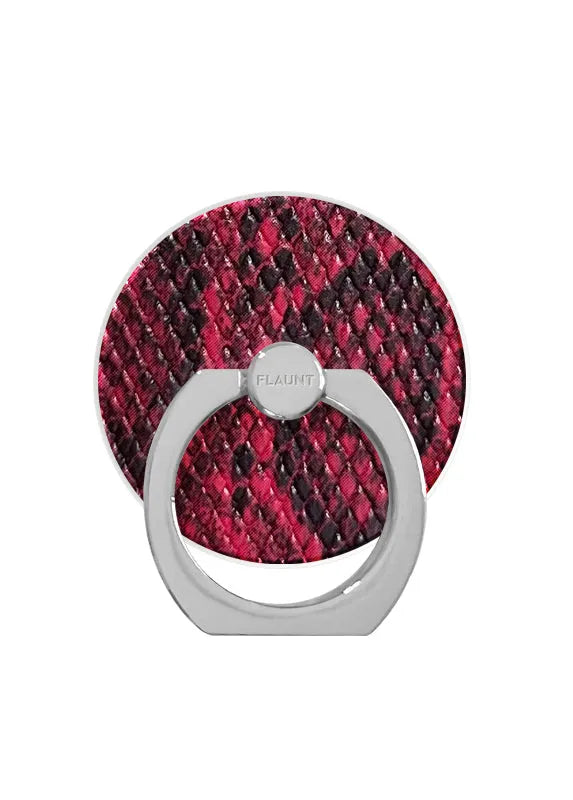 Red Python Faux Leather Adhesive Phone Ring Stand