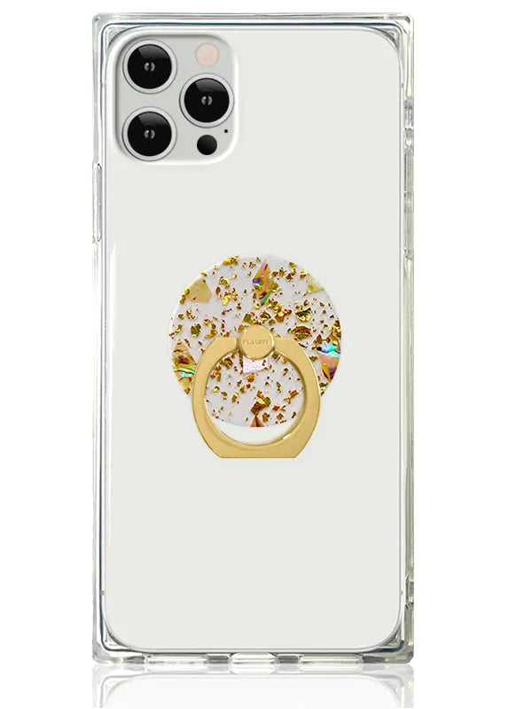 Shell and Gold Flake Adhesive Phone Ring Stand