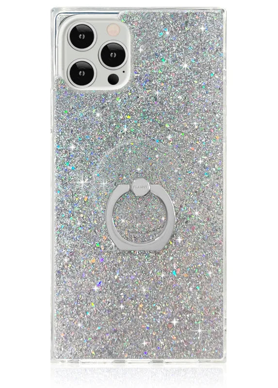 Silver Glitter Adhesive Phone Ring Stand