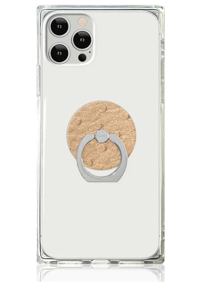 Tan Ostrich Faux Leather Adhesive Phone Ring Stand