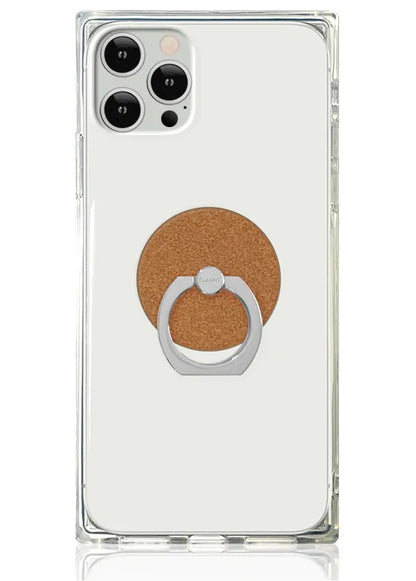 Tan Suede Faux Leather Adhesive Phone Ring Stand