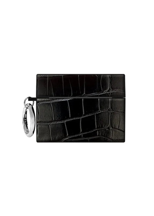 SQUARE® Black Crocodile Faux Leather AirPods Case