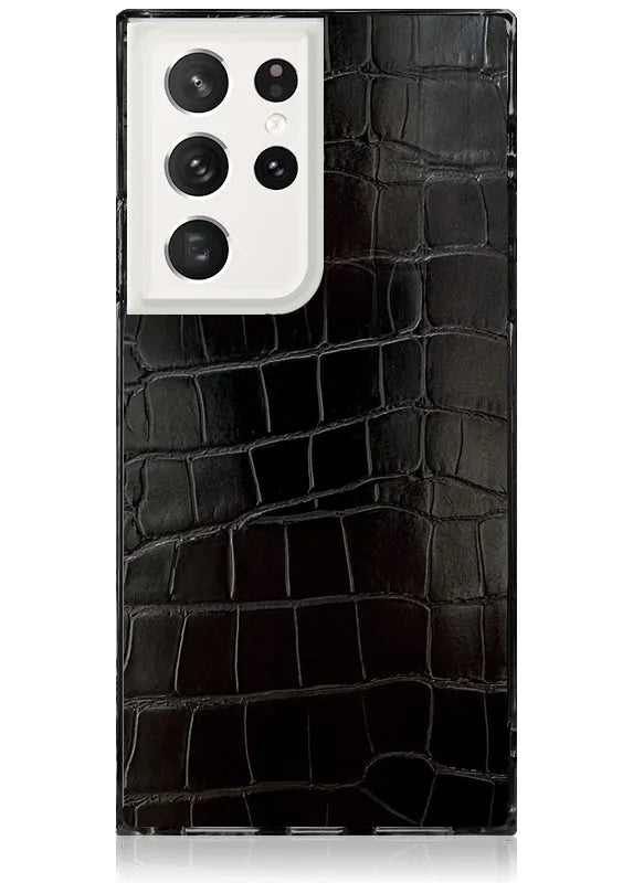 SQUARE® Black Crocodile Faux Leather Galaxy Case