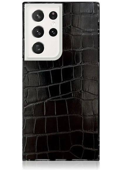 SQUARE® Black Crocodile Faux Leather Galaxy Case