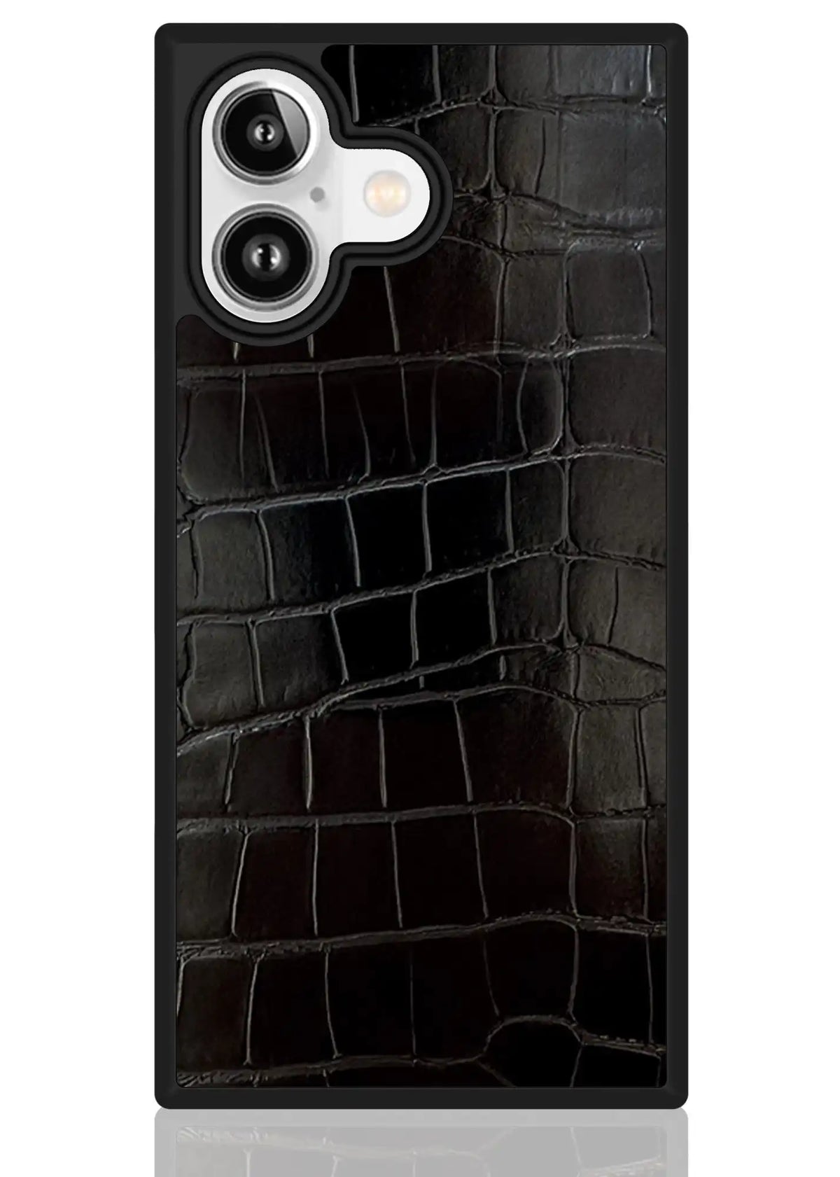 SQUARE® Black Crocodile Faux Leather iPhone Case