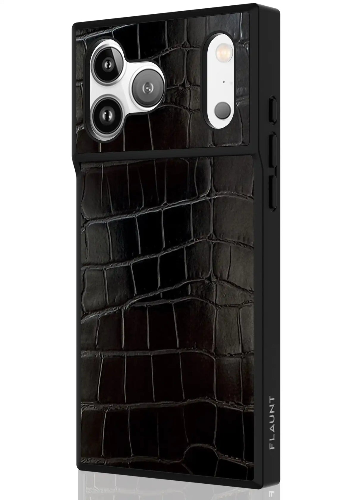 SQUARE® Black Crocodile Faux Leather iPhone Case