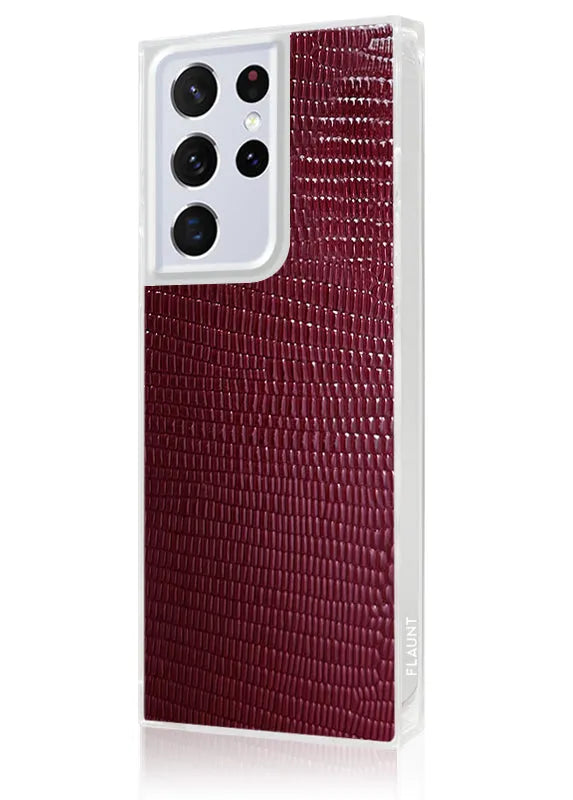 SQUARE® Burgundy Lizard Faux Leather Galaxy Case