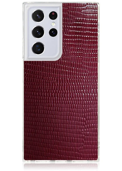 SQUARE® Burgundy Lizard Faux Leather Galaxy Case