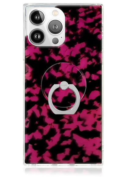 Raspberry Tortoise Shell Adhesive Phone Ring Stand