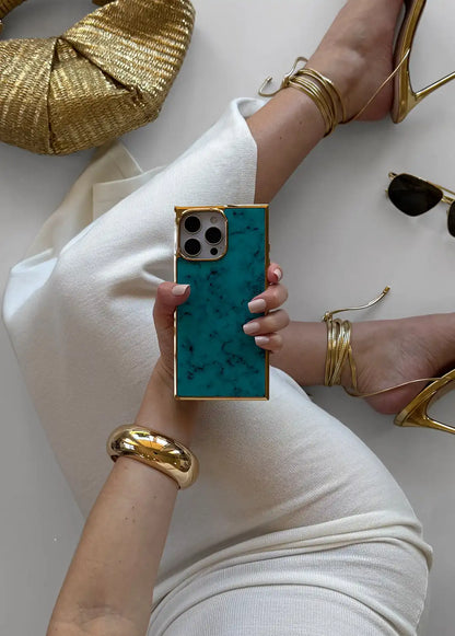 Elite Collection - SQUARE® Gilded Turquoise iPhone Case