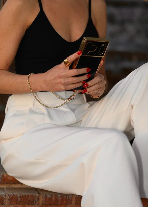 Gold Wheat Braid Chain Phone Charm
