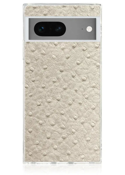 SQUARE® Ivory Ostrich Faux Leather Pixel Case