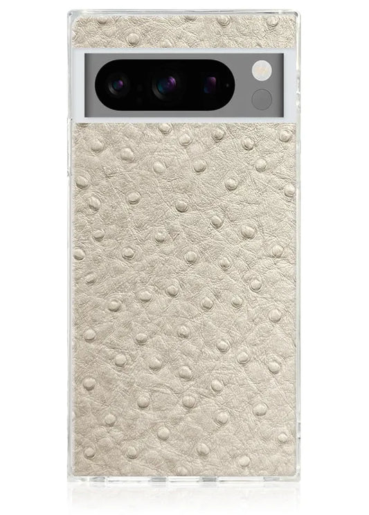 SQUARE® Ivory Ostrich Faux Leather Pixel Case