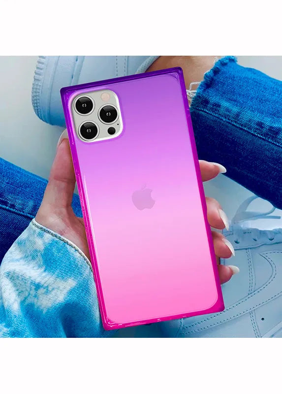 SQUARE® Pink Purple Clear Ombre iPhone Case