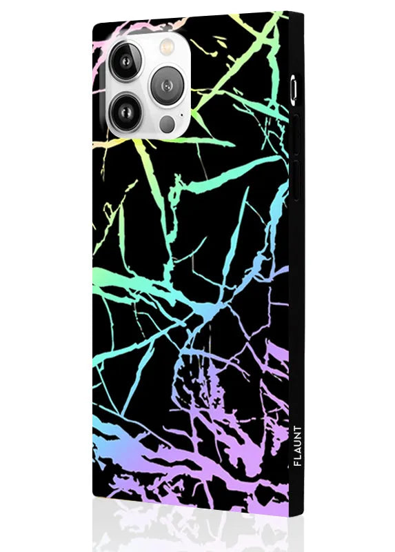 SQUARE® Holographic Black Marble iPhone Case