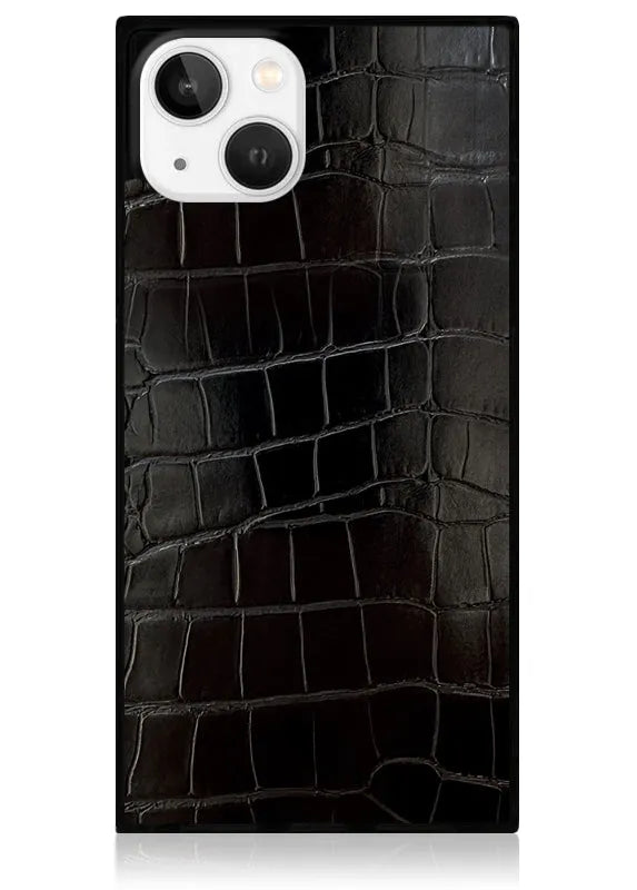 SQUARE® Black Crocodile Faux Leather iPhone Case