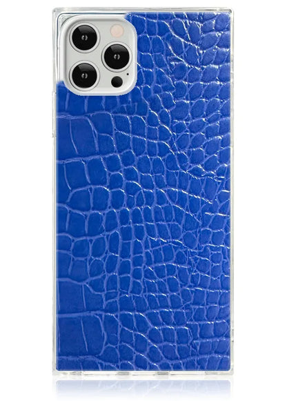 SQUARE® Blue Crocodile Faux Leather iPhone Case