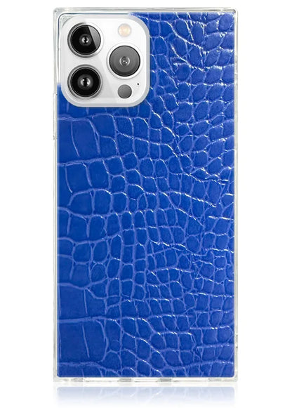 SQUARE® Blue Crocodile Faux Leather iPhone Case
