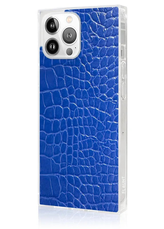 SQUARE® Blue Crocodile Faux Leather iPhone Case