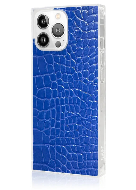 SQUARE® Blue Crocodile Faux Leather iPhone Case
