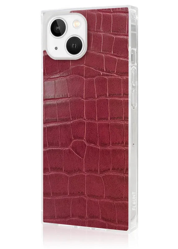 SQUARE® Burgundy Crocodile Faux Leather iPhone Case