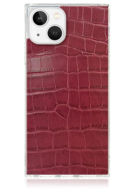 SQUARE® Burgundy Crocodile Faux Leather iPhone Case