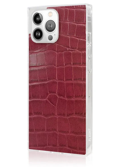 SQUARE® Burgundy Crocodile Faux Leather iPhone Case