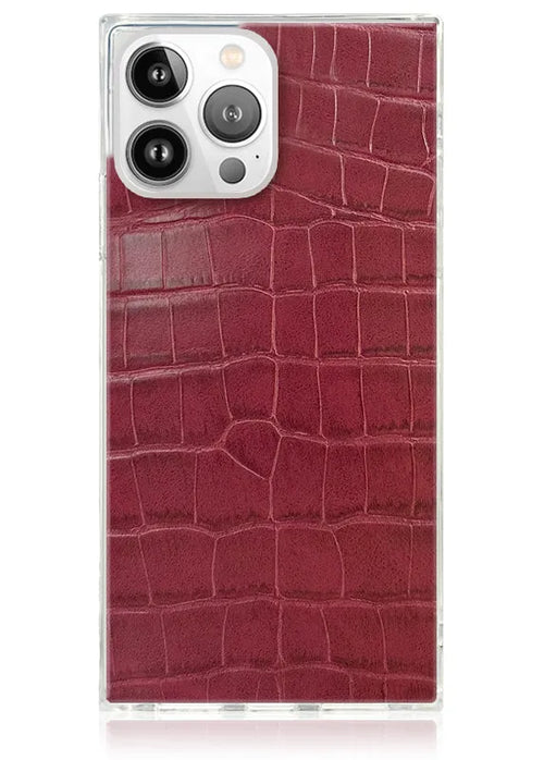 SQUARE® Burgundy Crocodile Faux Leather iPhone Case