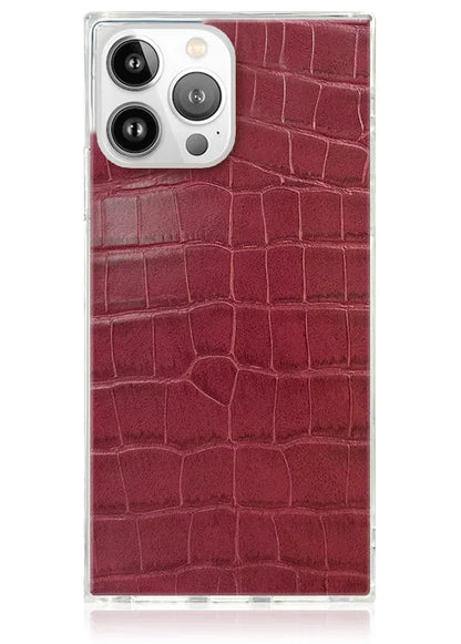 SQUARE® Burgundy Crocodile Faux Leather iPhone Case